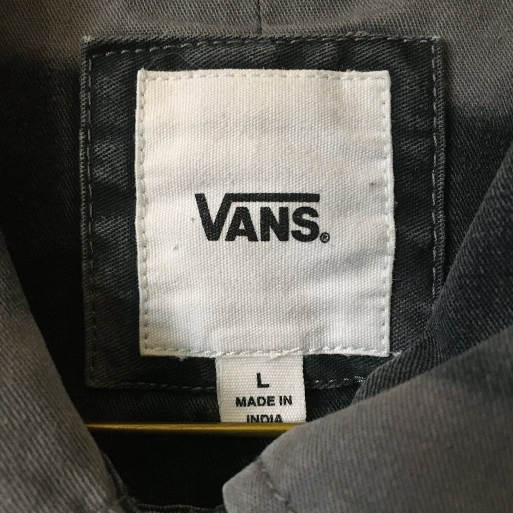 VTG Y2K 100% Cotton Vans Black & Grey Stripe Utility Jacket M Streetwear - Picture 15 of 16